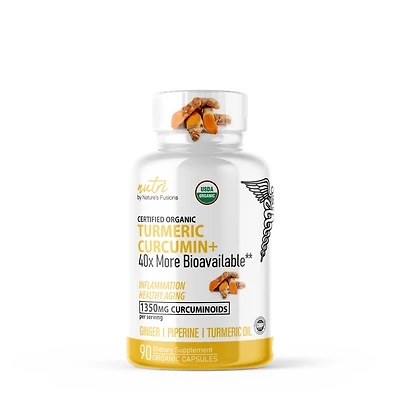 Nature's Fusions Turmeric Curcumin 1350Mg Healthy - 90 Organic Capsules (30 Servings)