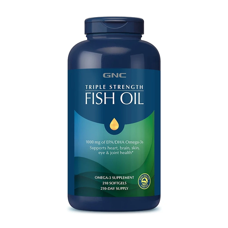 GNC Triple Strength Fish Oil 1000Mg - 210 Softgels (210 Servings)
