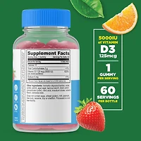 Sugar Free Vitamin D3 5000IU - 60 Gummies (60 Servings)