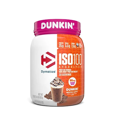 Dymatize Iso100 Whey Protein Isolate - Dunkin' Mocha Latte (20 Servings) 1.4 lbs.