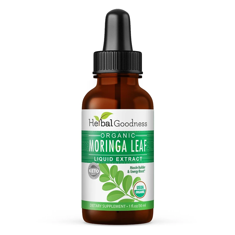 Herbal Goodness Organic Moringa Leaf Liquid Extract - 1 Fl Oz. (24 Servings)