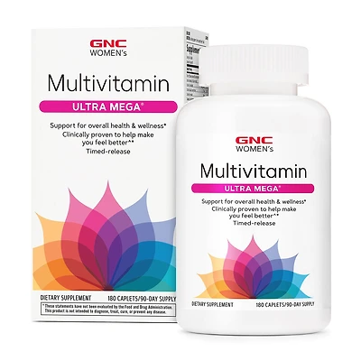 GNC Women's Multivitamin Ultra Mega Healthy - 180 Caplets (90 Servings)