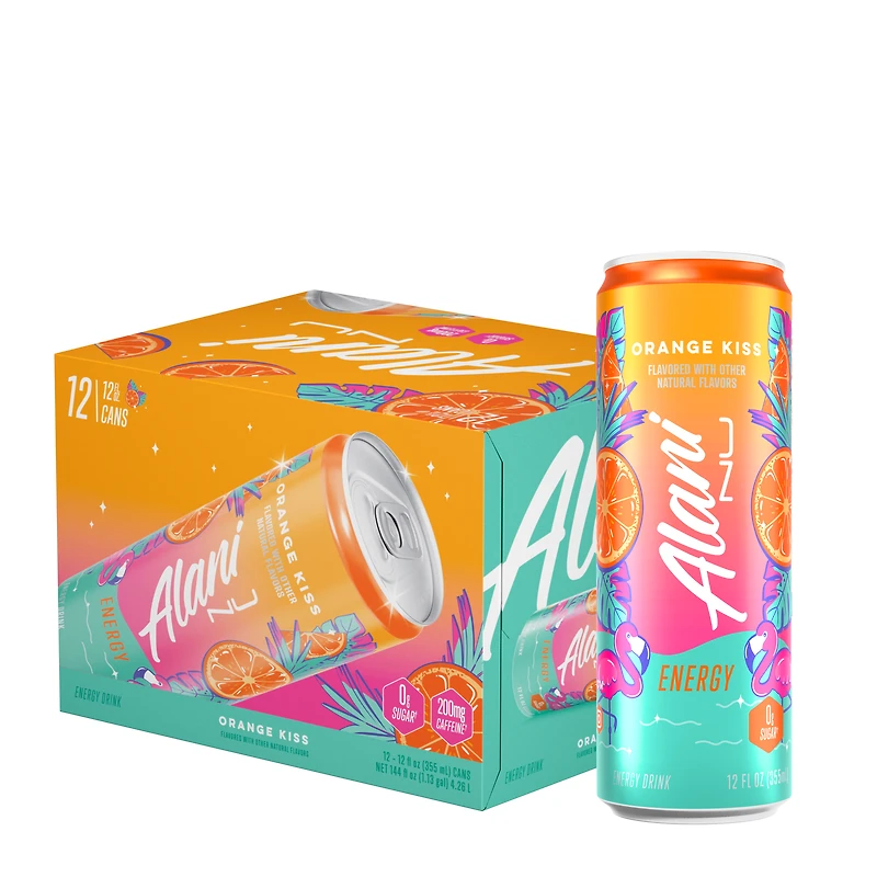 Alani Nu Orange Kiss - Energy Drink Vegan - 12Oz. (12 Cans)