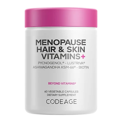 Codeage Menopause Hair & Skin Vitamins+ Vegan - 60 Vegetable Capsules (30 Servings)
