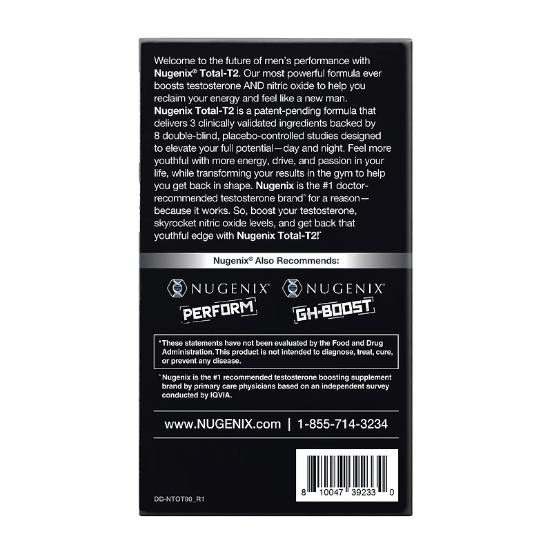 Total-T2 Total Testosterone + N.O. Boost Formula, 90 Capsules