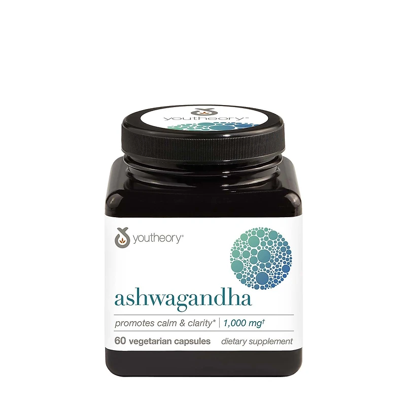 Youtheory Ashwagandha 1000Mg† - 60 Capsules (30 Servings)