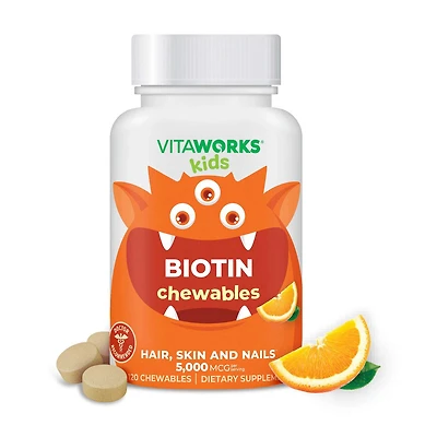 Kids Biotin 5000mcg - 120 Chewables (60 Servings)
