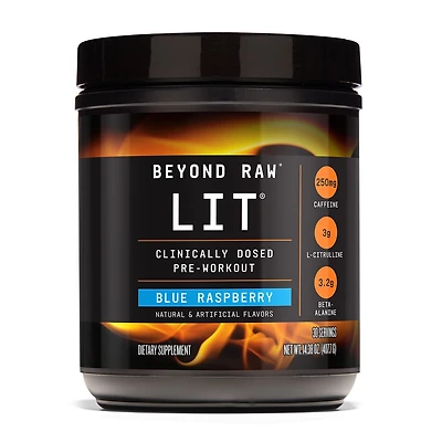 Beyond Raw Lit Pre-Workout Gluten-Free - Blue Raspberry (30 Servings)