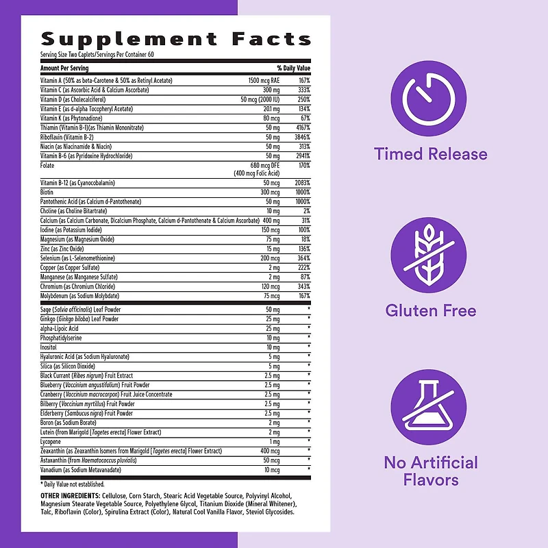 50 Plus Multivitamin V2 - 120 Caplets (60 Servings)