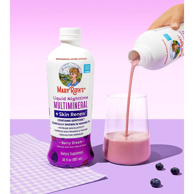 Liquid Nighttime Multimineral + Skin Renew - Berry Dream - 30 fl oz (30 Servings)