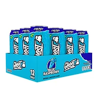 GHOST Energy Drink Vitamin B - Blue Raspberry 16 Fl Oz. (12 Cans) Zero Sugar