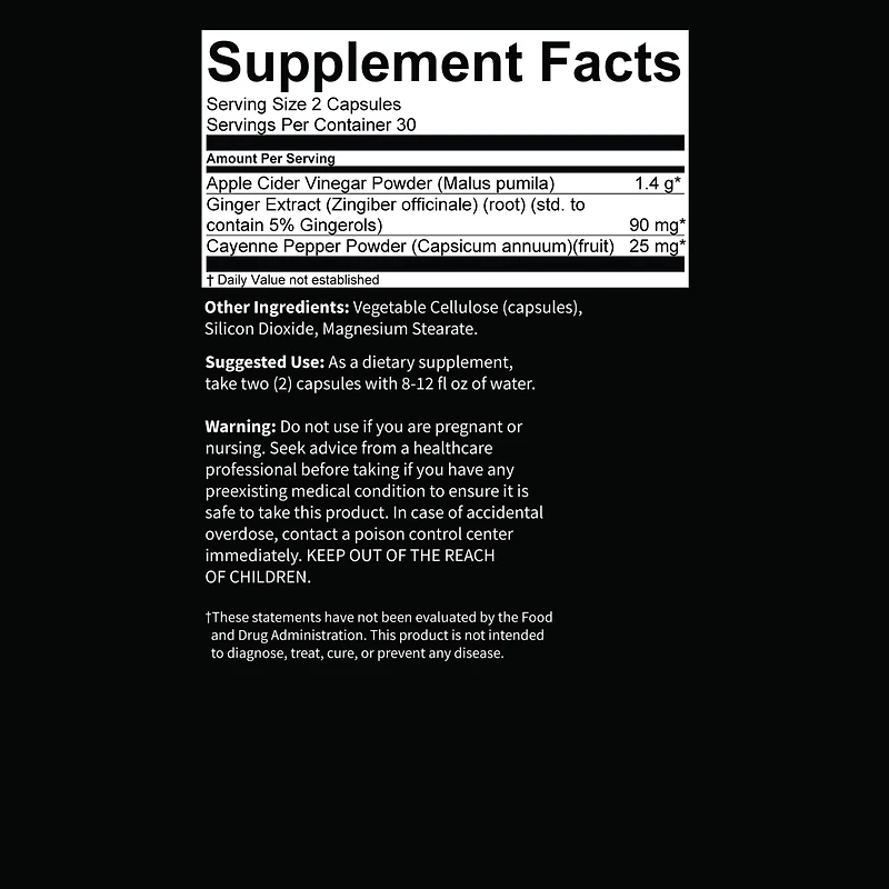Apple Cider Vinegar Capsules - 60 Capsules (30 Servings)