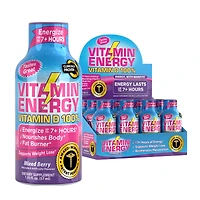 Vitamin Energy D 100% Liquid Supplement -Berry - 1.93 Oz. (12 Bottles) Zero Sugar