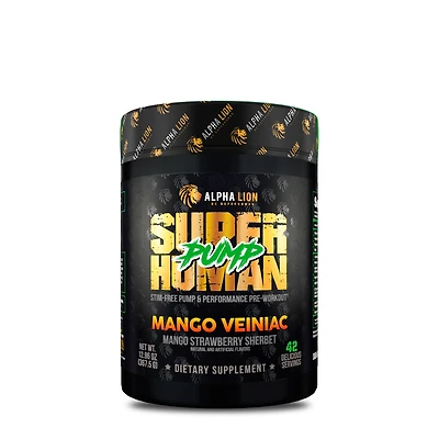 Alpha Lion Superhuman Pump Stim-Free Pre-Workout - Mango Strawberry Sherbet (24 Servings)