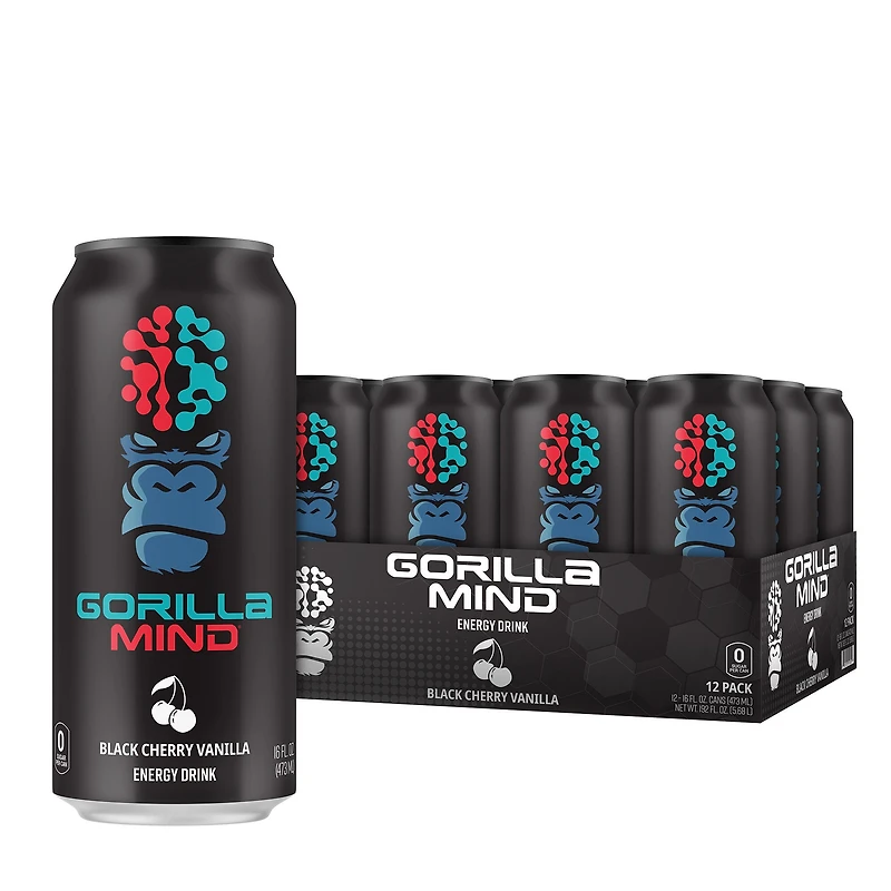 Gorilla Mind Energy Drink - Black Cherry Vanilla 16Oz. (12 Cans)