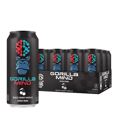 Gorilla Mind Energy Drink - Black Cherry Vanilla 16Oz. (12 Cans)