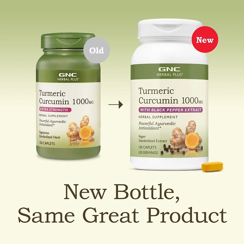 Turmeric Curcumin 1000mg + Piperine - 120 Caplets (120 Servings)