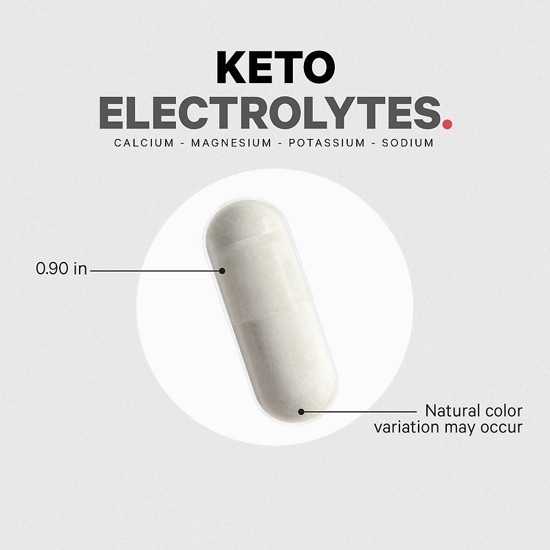 Keto Electrolytes Vegan Ketogenic Minerals Hydration Formula - 180 Capsules (90 Servings)