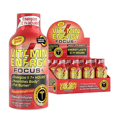 Vitamin Energy Focus+ - Tropical Infusion 1.93 Oz (12 Bottles)