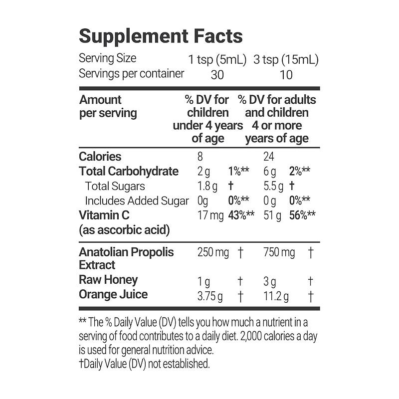 Propolis Raw Honey Vit C Syrup - 5 oz. (10 Servings)