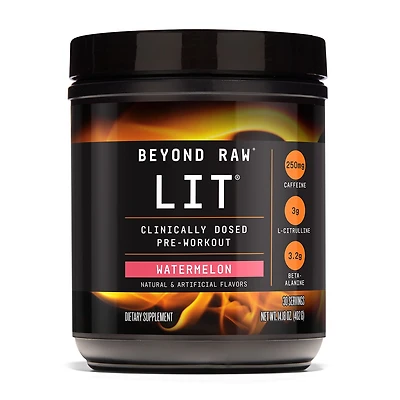 Beyond Raw Lit Pre-Workout Gluten-Free - Watermelon (30 Servings)