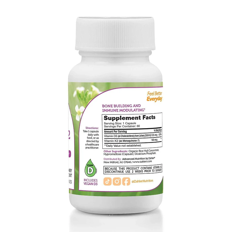 Vitamin D3 & K2 - 60 Capsules (60 Servings)