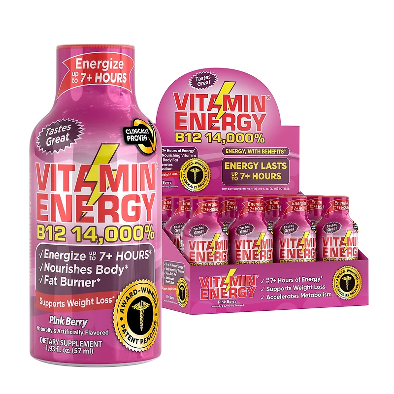 Vitamin Energy B12 14,000% - Pink Berry 12 Bottles
