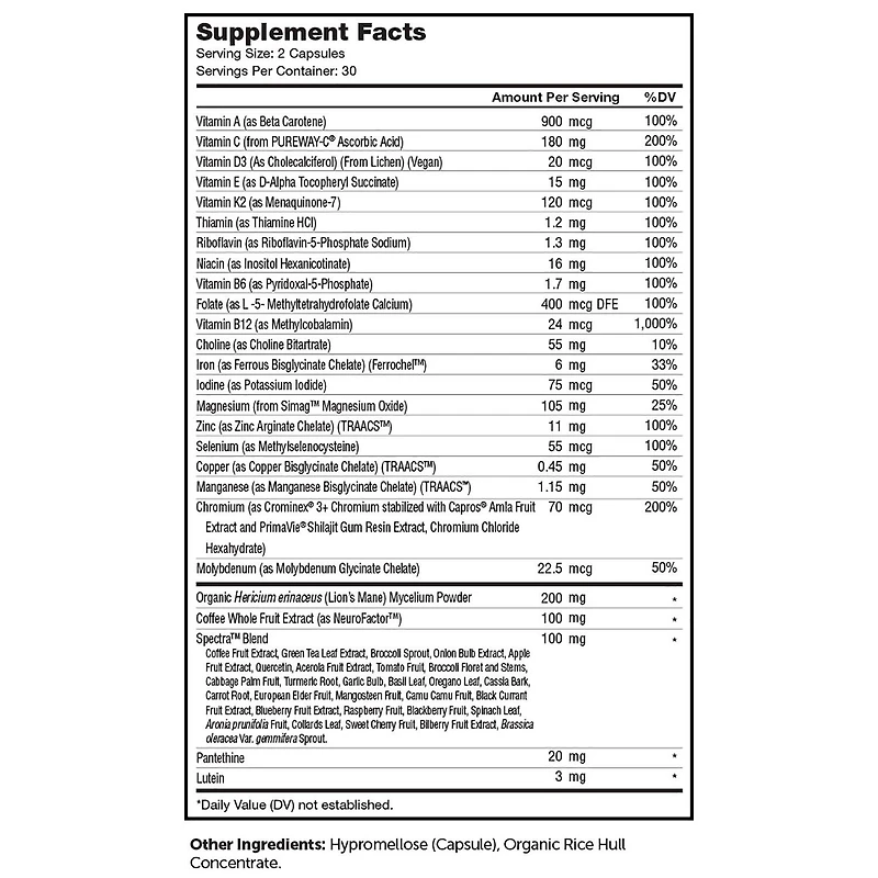 Multi Vitamin Brainfood - 60 Capsules (30 Servings)