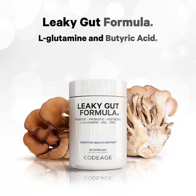 Leaky Gut Supplement - L-Glutamine - Prebiotics - Probiotics - Postbiotic - 60 Capsules (30 Servings)