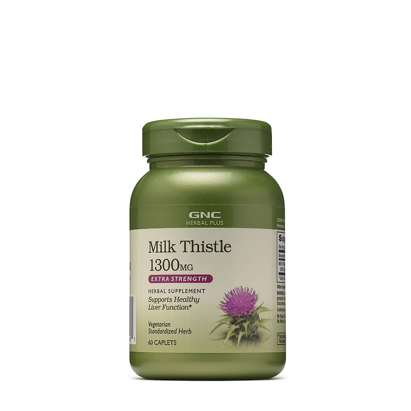 GNC Herbal Plus Milk Thistle 1300Mg Healthy - 60 Caplets (60 Servings)