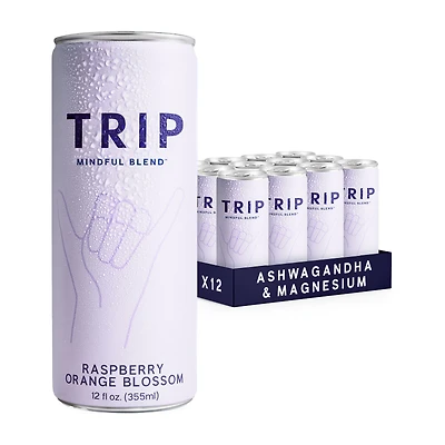 Trip Mindful Blend Sparkling Drink Vegan - Raspberry Orange Blossom 12 Fl Oz (12 Cans)
