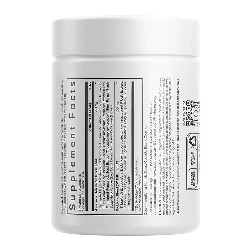 Women's Probiotic 50 Billion CFU & Prebiotics Vegan Digestion Supplement - 60 Capsules (30 Servings)