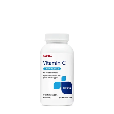GNC Vitamin C Time-Released 1000Mg - 90 Vegetarian Caplets (90 Servings)