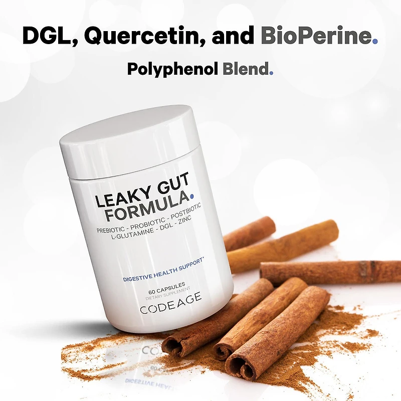 Leaky Gut Supplement - L-Glutamine - Prebiotics - Probiotics - Postbiotic - 60 Capsules (30 Servings)