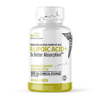 R Lipoic Acid Plus 600mg - 60 Vegan Capsules (30 Servings)