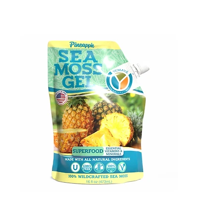 Yemaya Organic Sea Moss Gel Vegan - Pineapple 16 Fl Oz (16 Servings)