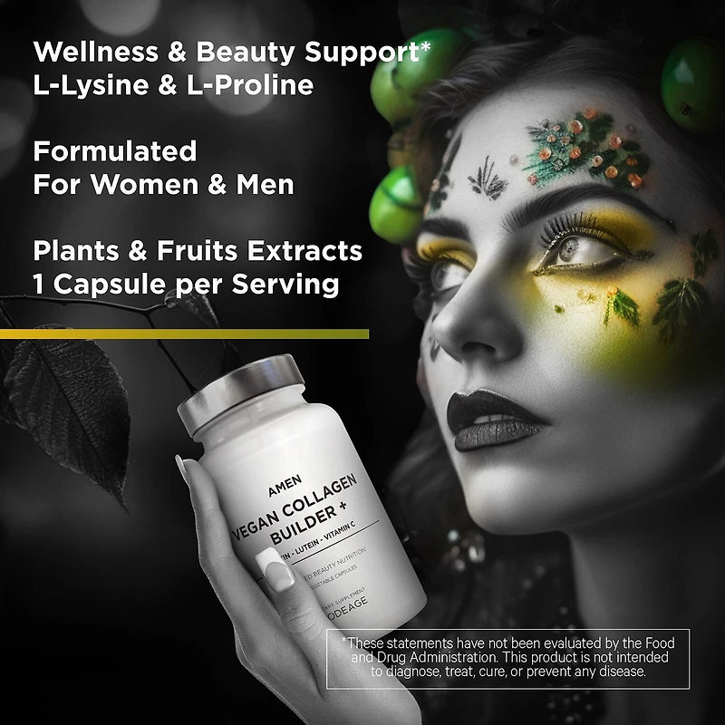 Amen Vegan Collagen Builder + Biotin and Vitamin C - 30 Tablets (30 Servings)