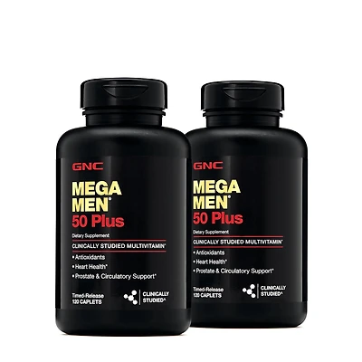 GNC Mega Men 50 Plus Multivitamin Healthy - Twin Pack (60 Servings Each)