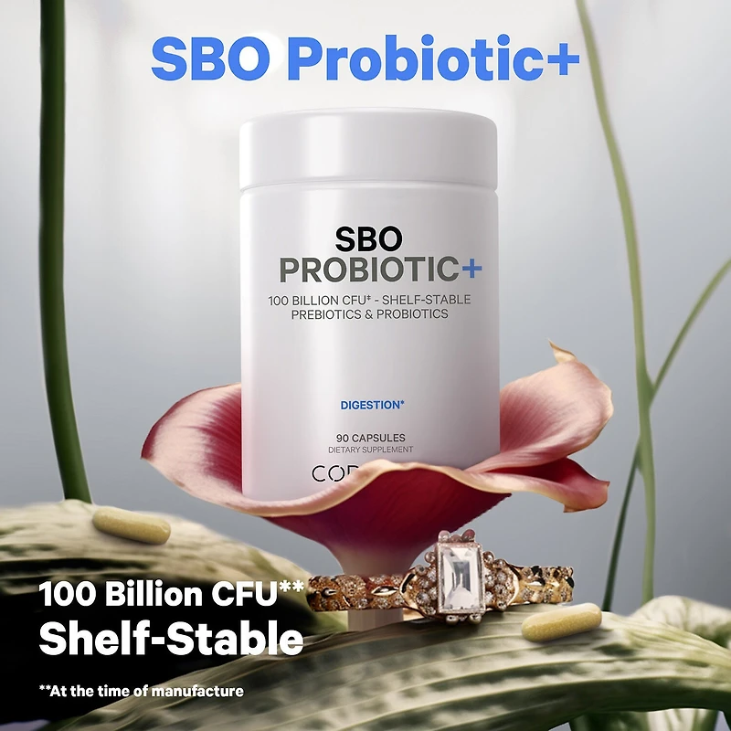 SBO Probiotic+ 100 Billion CFU & Prebiotics Vegan Digestion - 90 Capsules (45 Servings)