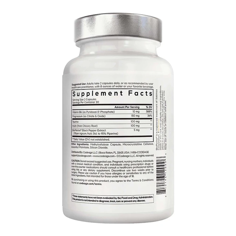 Magnesium Citrate - 60 Vegetable Capsules (30 Servings)
