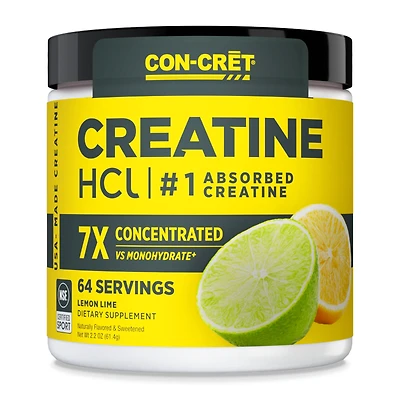 CON-CRET Creatine Hcl Powder - Lemon Lime (64 Servings)