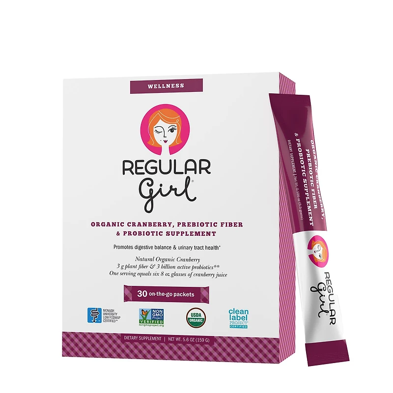 Regular Girl Organic Cranberry Healthy - Prebiotic Fiber & Probiotic 5.6 Oz. (30 Servings)