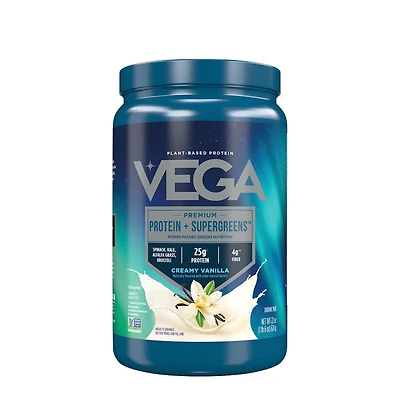 Vega Premium Protein + Supergreens Vegan - Creamy Vanilla (13 Servings)