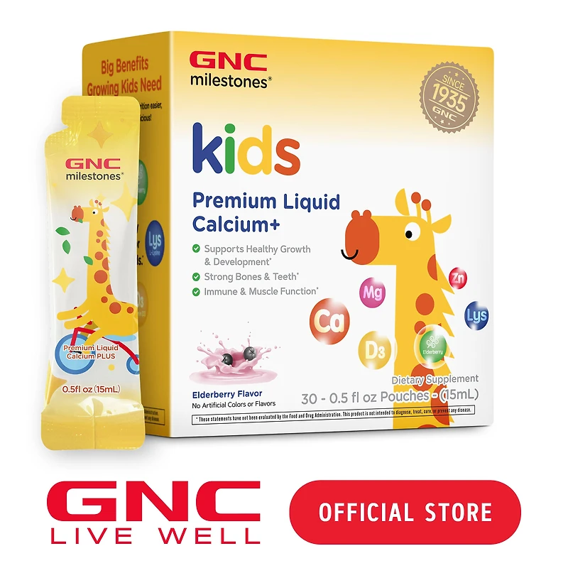 TikTok Kids Premium Liquid Calcium+ - Elderberry - 15mL (30 Pouches)