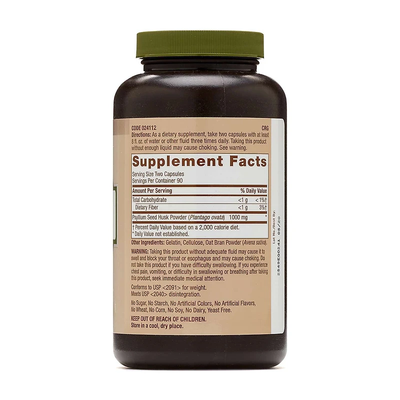 Psyllium Seed Husk - 180 Capsules (90 Servings)