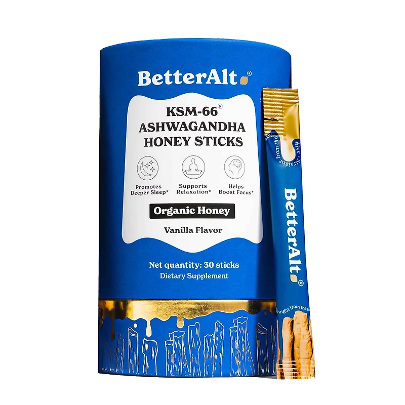 BetterAlt Ksm-66 Ashwagandha Honey Sticks - Vanilla (30 Sticks)