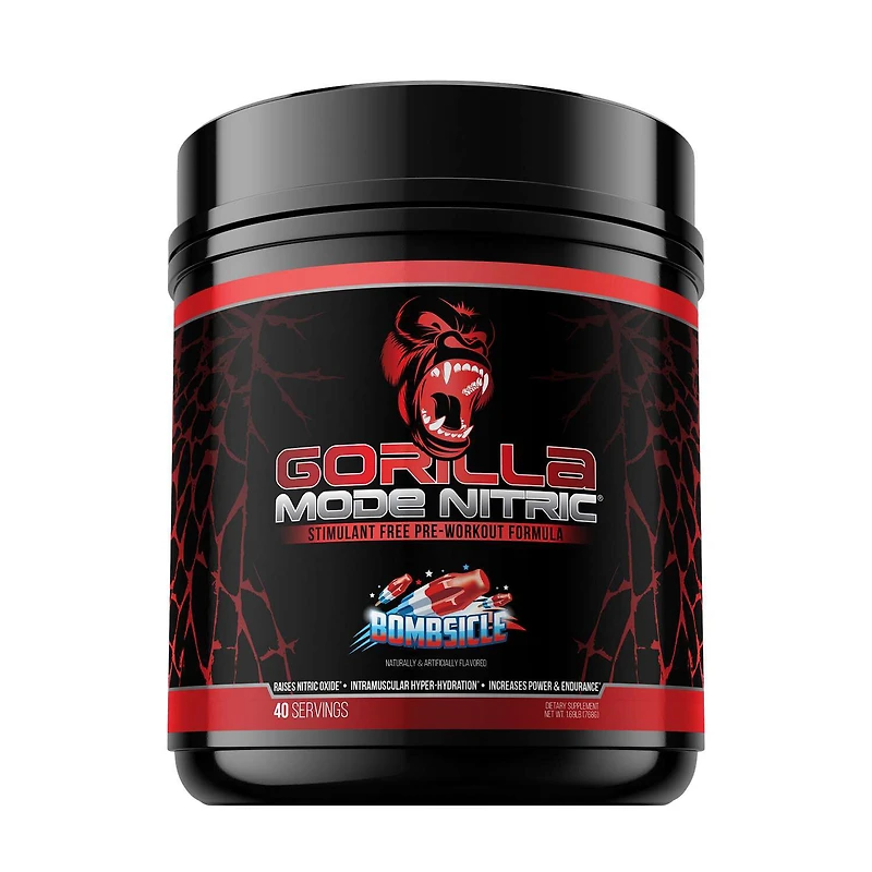 Gorilla Mode Nitric Stim Free Pre-Workout - Blue Raspberry (40 Servings)