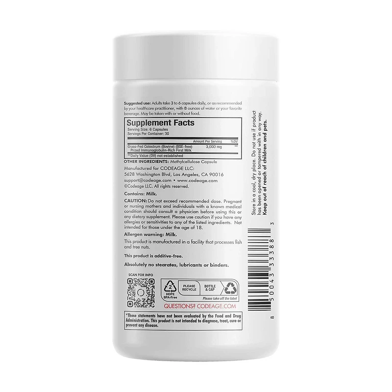 Immuno Bovine Colostrum - 180 Capsules (30 Servings)