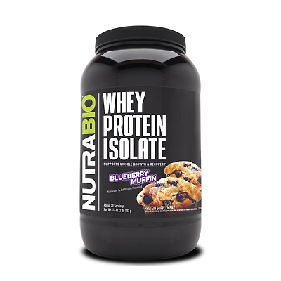 NutraBio Whey Protein Isolate - Blueberry Muffin (30 Servings) 2 lbs.