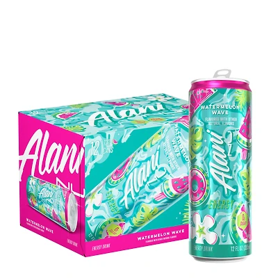 Alani Nu Watermelon Wave - Energy Drink Vegan - 12Oz. (12 Cans) Zero Sugar